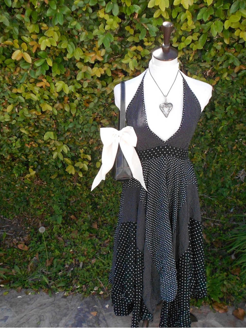 lovestitch Black & White Polka Dot Halter Maxi Dress